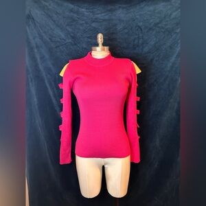 Long Sleeve Pink Cutout Sweater